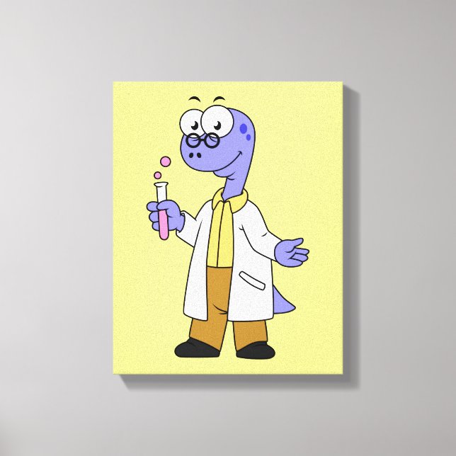 Illustration Of A Brontosaurus Chemist. Canvas Print (Front)