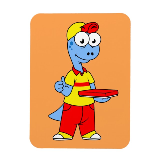 Illustration Of A Brontosaurus Delivery Person. Magnet (Vertical)