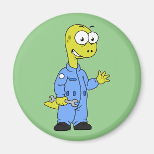 Illustration Of A Brontosaurus Mechanic. Magnet