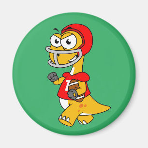 Illustration Of A Brontosaurus Playing Football. Magnet