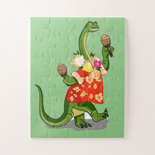 Illustration Of A Brontosaurus Playing Maracas. Jigsaw Puzzle (Vertical)