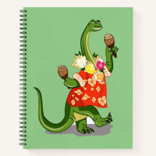 Illustration Of A Brontosaurus Playing Maracas. Notebook