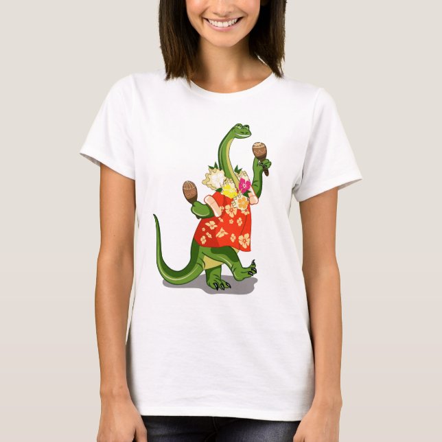 Illustration Of A Brontosaurus Playing Maracas. T-Shirt (Front)