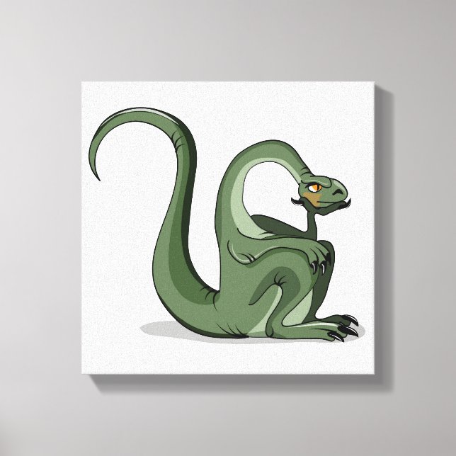 Illustration Of A Cartoon Brontosaurus Thinking. Canvas Print (Front)
