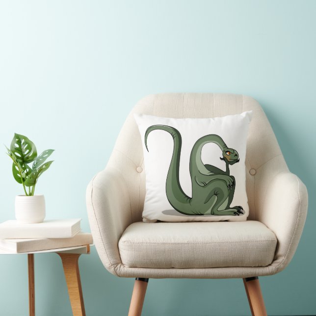 Illustration Of A Cartoon Brontosaurus Thinking. Cushion (Chair)