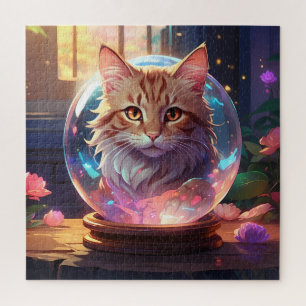 Illustration of a Cat in a Crystal Ball Jigsaw Puzzle