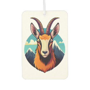 Illustration of a chamois head car air freshener
