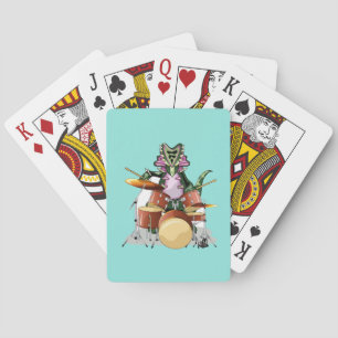 Illustration Of A Chasmosaurus Playing The Drums. Cards