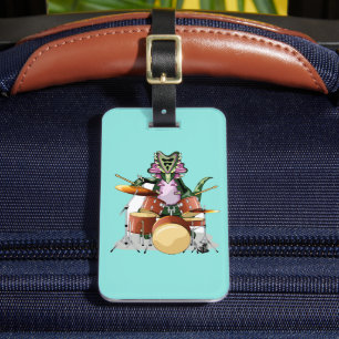 Illustration Of A Chasmosaurus Playing The Drums. Luggage Tag