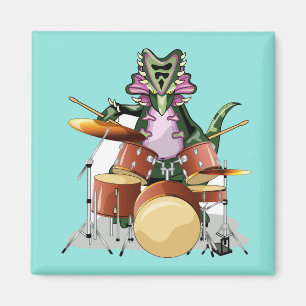 Illustration Of A Chasmosaurus Playing The Drums. Magnet