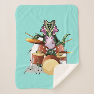 Illustration Of A Chasmosaurus Playing The Drums. Sherpa Blanket