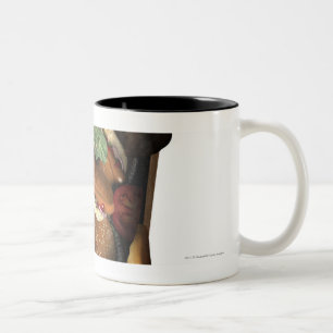 Illustration of a coffin filled with fast food Two-Tone coffee mug