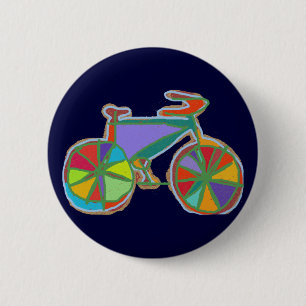 illustration of a colourful bike 6 cm round badge