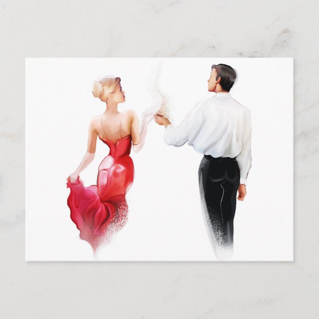 Illustration of a couple dancing tango postcard (Front)