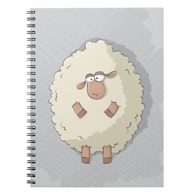 Illustration of a cute and funny giant sheep spiral notebook (Front)