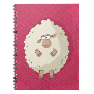 Illustration of a cute and funny giant sheep spiral notebook
