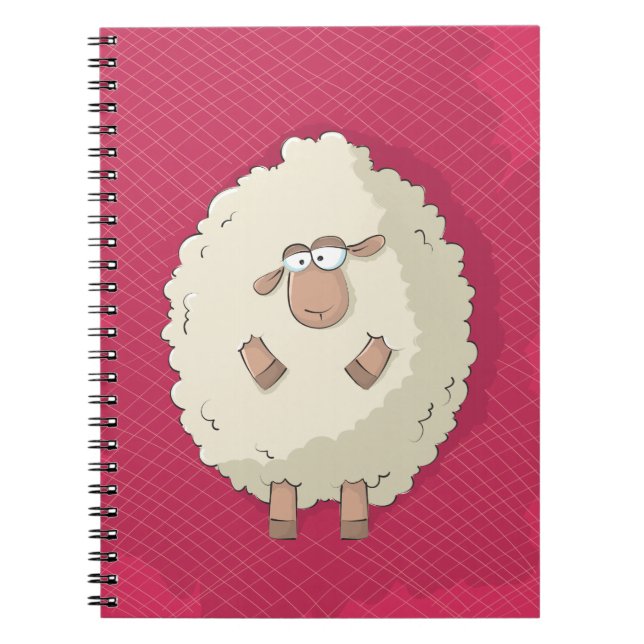 Illustration of a cute and funny giant sheep spiral notebook (Front)