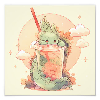 Illustration of a cute dragon photo print