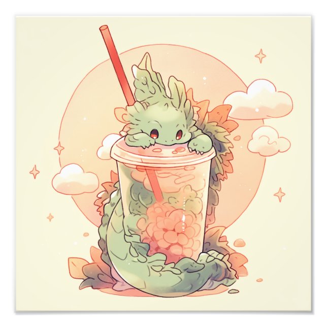 Illustration of a cute dragon photo print (Front)