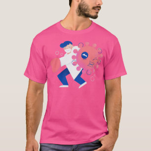 Illustration of a Fight against Coronavirus Boxing T-Shirt
