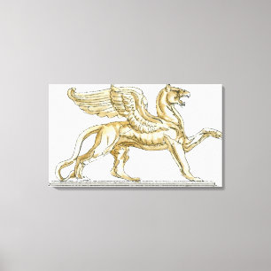 Illustration of a griffin statue canvas print