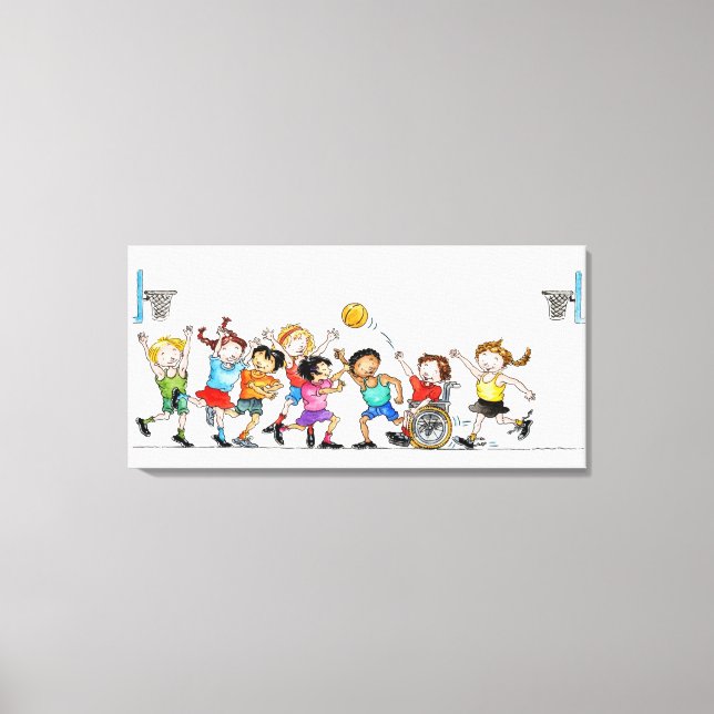 Illustration of a group of children including a canvas print (Front)