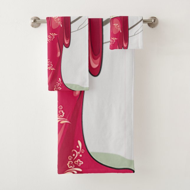 Illustration Of A Japanese Women -  Bath Towel Set (Insitu)