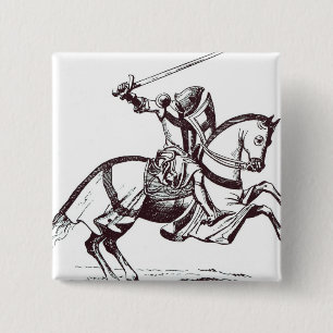 Illustration of a Knight Templar 15 Cm Square Badge