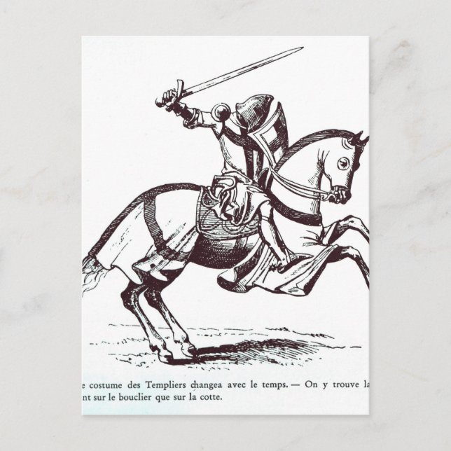 Illustration of a Knight Templar Postcard (Front)