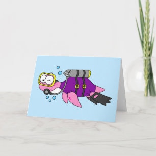 Illustration Of A Loch Ness Monster Scuba Diver. Card