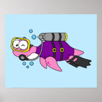 Illustration Of A Loch Ness Monster Scuba Diver.