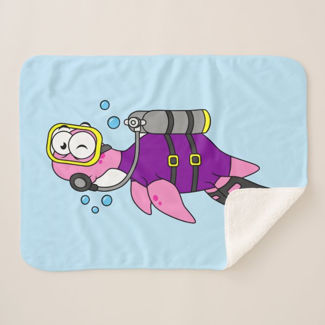 Illustration Of A Loch Ness Monster Scuba Diver. Sherpa Blanket (Front (Horizontal))