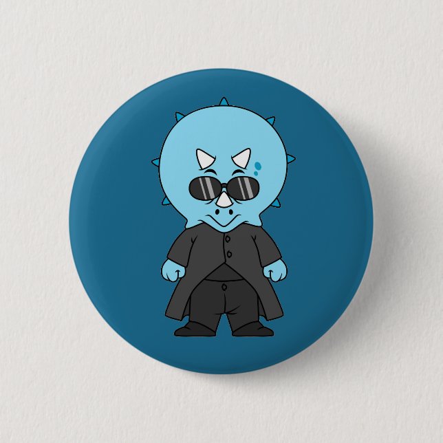 Illustration Of A Matrix Triceratops. 6 Cm Round Badge (Front)
