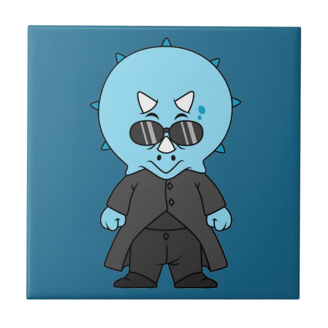 Illustration Of A Matrix Triceratops. Tile (Front)