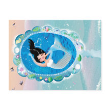 Illustration of a Mermaid's Mirror w Bubble Kiss