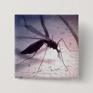 Illustration of a mosquito biting 15 cm square badge