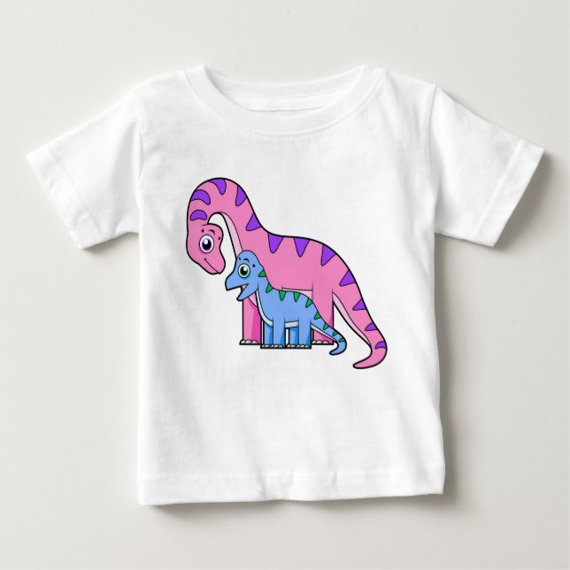 Illustration Of A Mother And Child Brachiosaurus. Baby T-Shirt (Front)