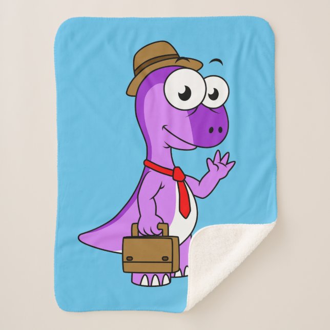 Illustration Of A Pachycephalosaurus Businessman. Sherpa Blanket (Front)