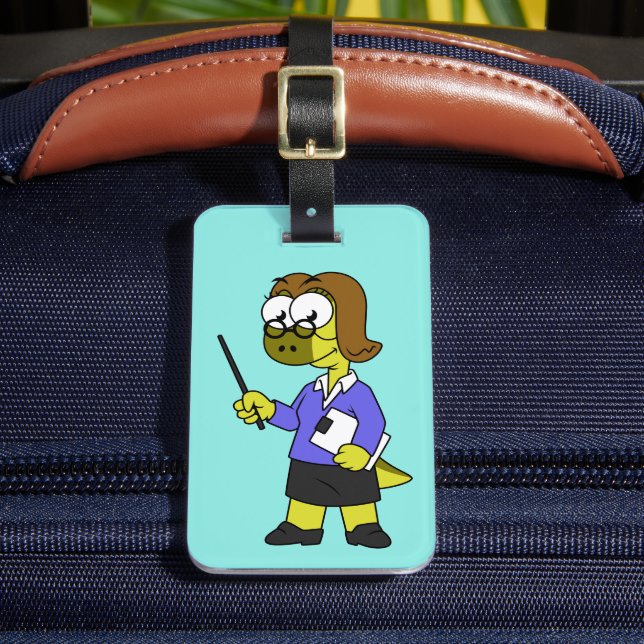 Illustration Of A Pachycephalosaurus Teacher. Luggage Tag (Front Insitu 2)