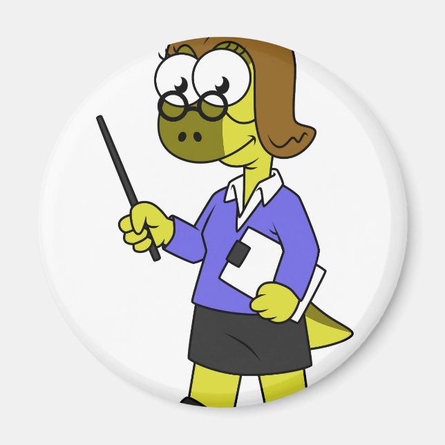 Illustration Of A Pachycephalosaurus Teacher. Magnet (Front)