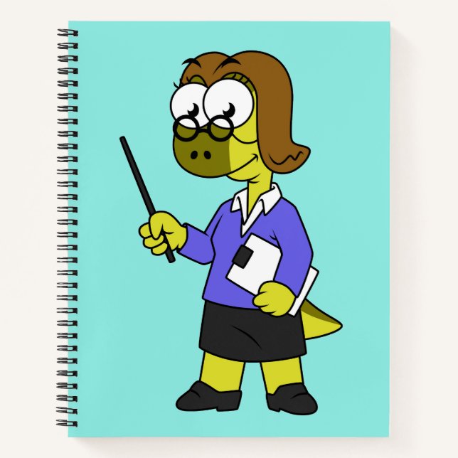 Illustration Of A Pachycephalosaurus Teacher. Notebook (Front)