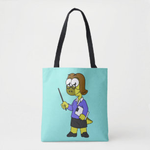 Illustration Of A Pachycephalosaurus Teacher. Tote Bag