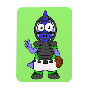 Illustration Of A Parasaurolophus Baseball Catcher Magnet