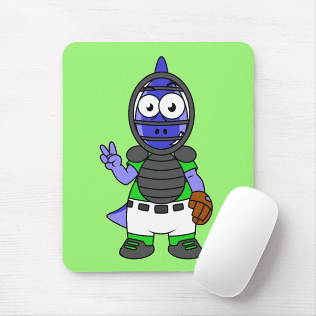 Illustration Of A Parasaurolophus Baseball Catcher Mouse Pad (With Mouse)
