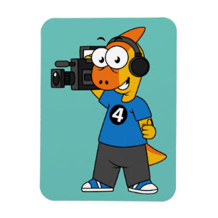 Illustration Of A Parasaurolophus Camera Operator. Magnet