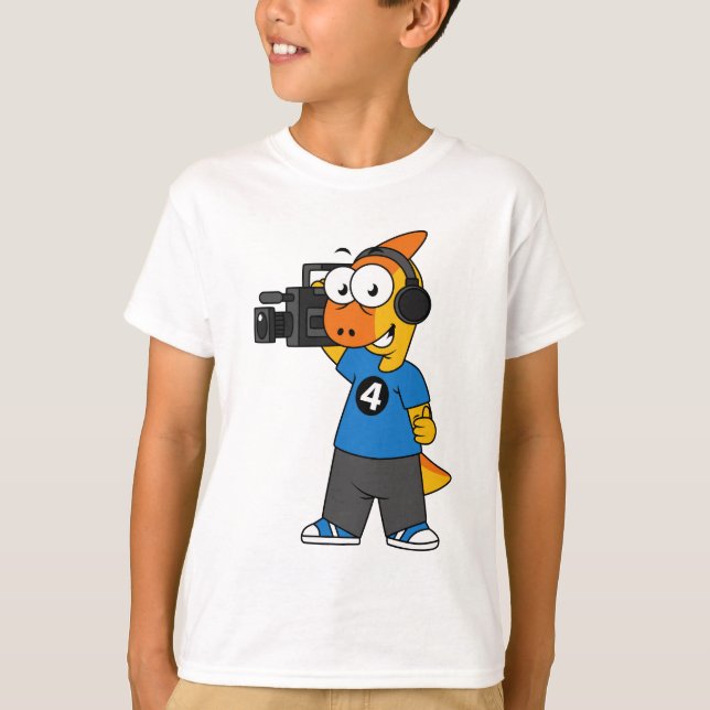 Illustration Of A Parasaurolophus Camera Operator. T-Shirt (Front)