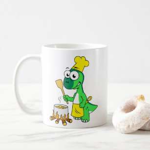 Illustration Of A Parasaurolophus Dinosaur Cooking Coffee Mug