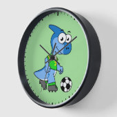 Illustration Of A Parasaurolophus Playing Soccer. Clock (Angle)