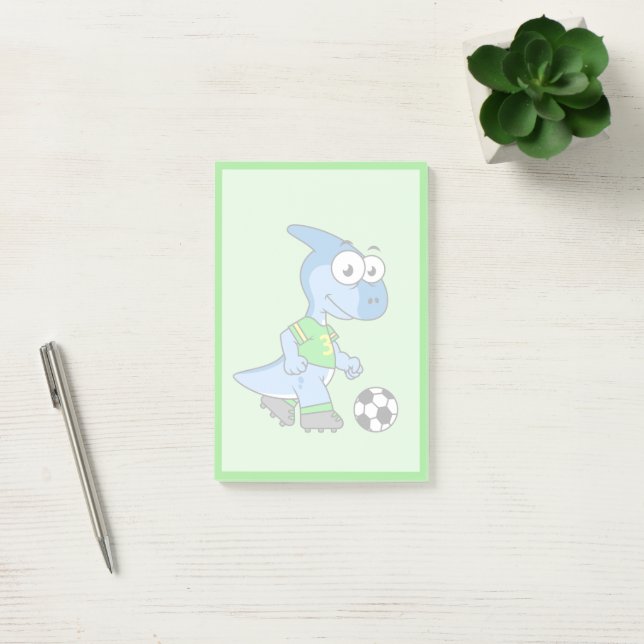 Illustration Of A Parasaurolophus Playing Soccer. Post-it Notes (Office)