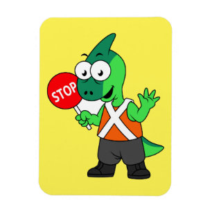 Illustration Of A Parasaurolophus Traffic Enforcer Magnet